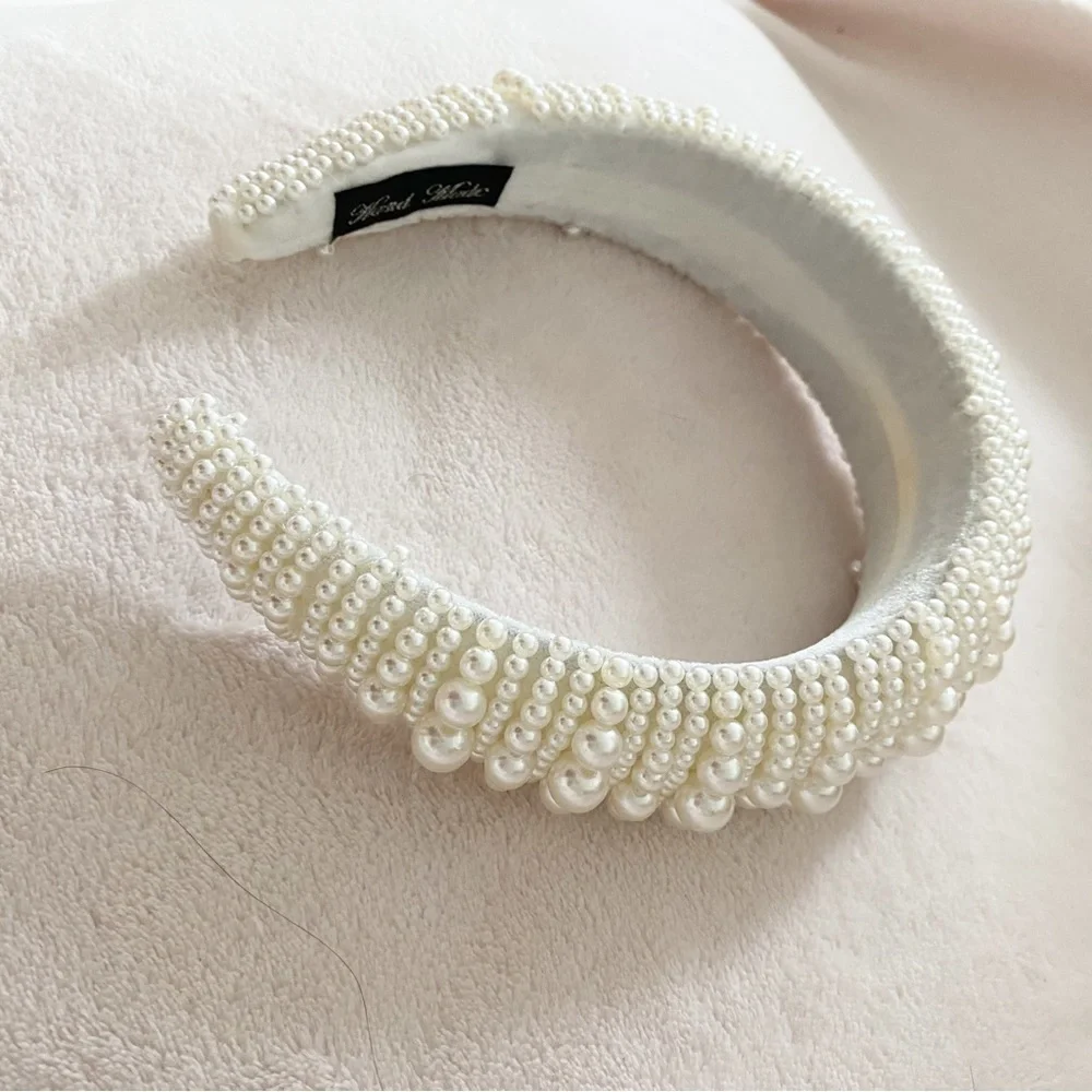 NWOT Pearl Padded Headband White Cream Classic Handmade Wedding Spring